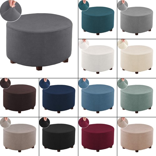 Round ottoman cover stretch - round,