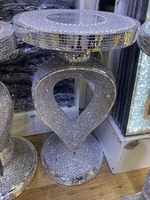 Silver VENETIAN Mirrored Table Modern Flower Stand Bed Side Lamp Romany Mosaic