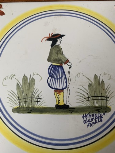 Quimper tile trivet pot stand - tile,
