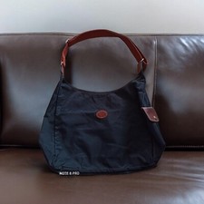 Longchamp Paris Made In France Handbag Leather And Canvas Black