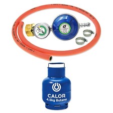 GAS BOTTLE REGULATOR LEVEL INDICATOR 1m ORANGE HOSE SCREW IN CALOR 4.5kg BUTANE