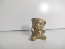 Vintage Small Brass Teddy Bear Figure Ornament 2" Cute Figurine Collectable
