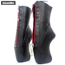 7" Super High Heel Hoof Heelless Sole Sexy Lockable Zipper Ankle Ballet Boots