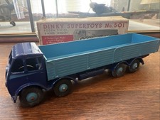 DINKY SUPERTOYS 501 FODEN DIESEL 8 WHEEL WAGON-BOXED. Blue/light Blue 1st Type