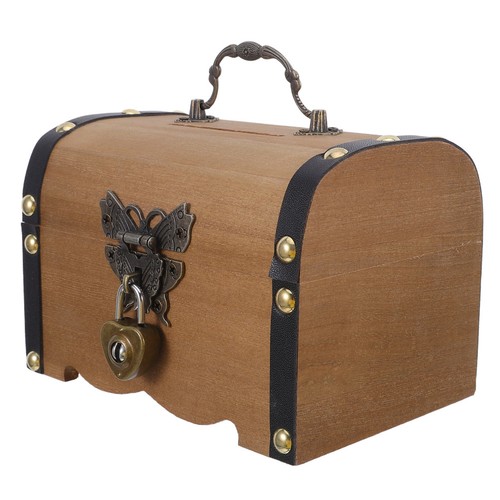 Lockable vintage wood treasure - lockable,