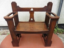ARTS & CRAFTS ANTIQUE OAK HALL BENCH, STICK STAND, CIRCA 1900 / 1920s VERY SOLID
