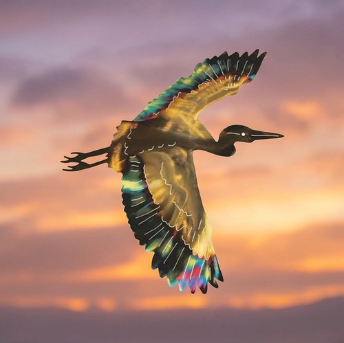 Metal great blue heron - great,
