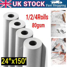 1-4Rolls 80gsm Plotter Paper 24"A1 610mm x 46MT for HP Designjet Canon iPF EPSON