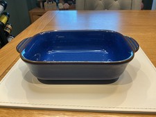 DENBY IMPERIAL BLUE EARED SMALL RECTANGULAR SERVING DISH STONEWARE LOT 1
