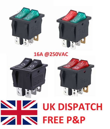 Double light rocker switch 16a - double,