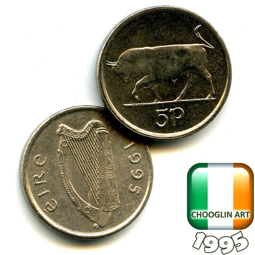 Irish 1995 five pence 5p - five,