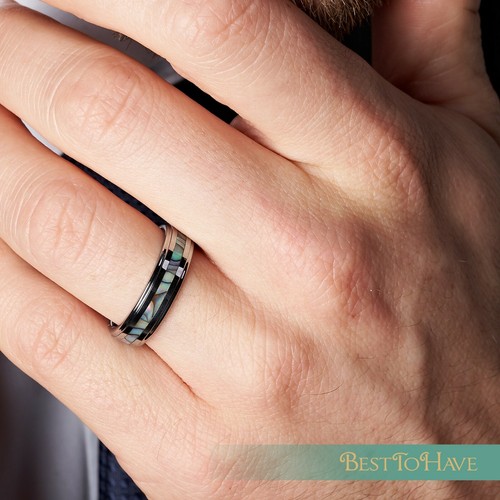 Unisex tungsten abalone shell - tungsten,