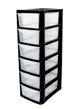 SMALL TOWER UNIT 6 DRAWER PLASTIC DRAWERS -STORAGE DESKTOP ORGANIZER - MINI