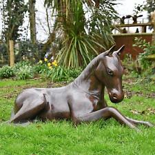 Antique Laying Foal Garden Sculpture - Aluminium Outdoor Ornament