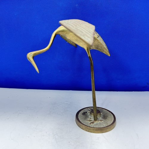 Brass crane heron - crane, sculpture