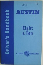 Austin Eight 8 & Ten 10 original Handbook Postwar Cars 1960 Pub. No. 97H 801/F