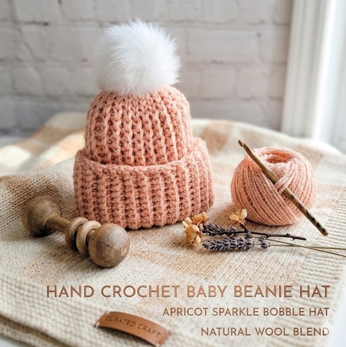 Hand crochet baby beanie - hand,