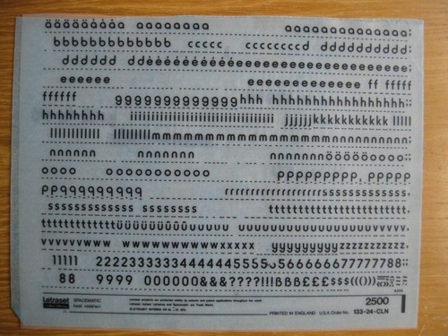 Sheet letraset lower - letraset, lower/num