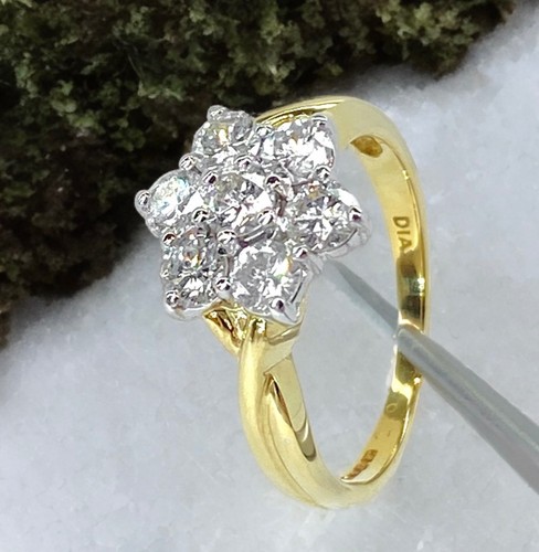 Diamond cluster ring 18ct gold - cluster,