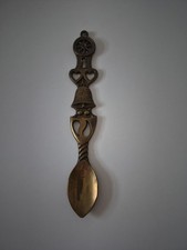 Welsh Brass Wedding Gift Rare Love Spoon Hand Made Pontypridd Wales Vintage 1970