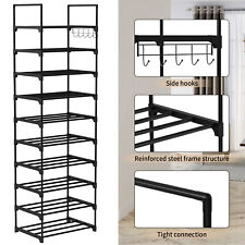 10 Tier Metal Shoe Rack Tall Storage Shelf Unit Cabinet Footwear Stand Organiser