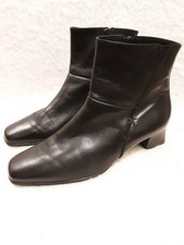 Gabor Womens Black Leather Heeled Ankle Boots. UK 6.5. Side Zip Square Toe