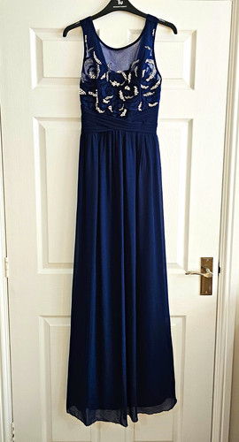 Quiz navy chiffon beaded - quiz,