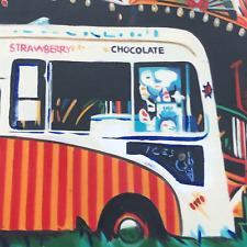 ORIGINAL PAINTING MORRIS ICE CREAM VAN FAIRGROUND WALTZER Oil Canvas Modern Art!