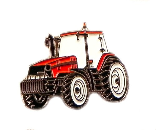 Red tractor metal enamel pin - metal,