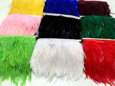 1m ROOSTER HACKLE HEN FEATHER FRINGE TRIM FASCINATOR MATERIAL - BLACK, RED, GOLD