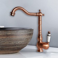 Kitchen Wet Bar Bathroom Sink Faucet Antique Red Copper Single Hole ynf406