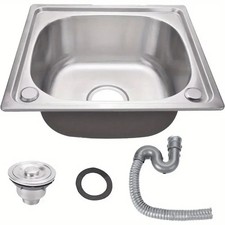 Small Single Bowl Square Stainless Steel Kitchen Sink Undermount Basin Waste Kit