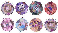 Round Cushion Covers 16"x16" Indian Heavy Embroidery Sari PatchworK Pillow Sham