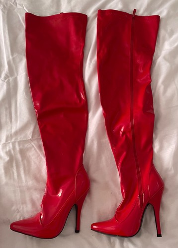 Red pvc inner zip - red, high