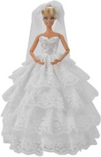 White Wedding Dress made for Sindy doll ball gown dress & veil gift UK seller