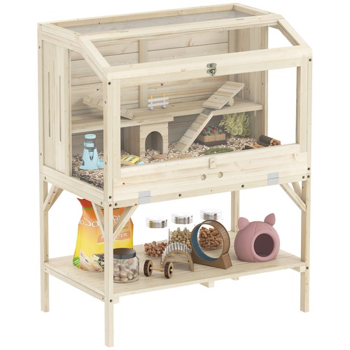 Pawhut wooden hamster cage 2 - hamster,