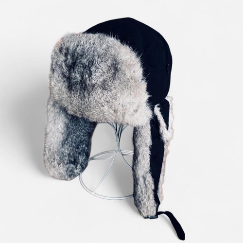 Vintage black fur ushanka hat