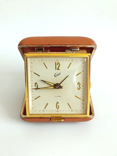 Vintage coral travel clock - vintage,