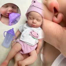 Solid Silicone Reborn Baby Girl Boy Doll 33cm Open Mouth Washable Realistic Doll