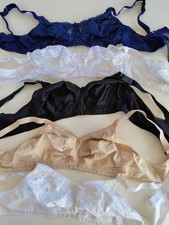 40B M&S BRA BUNDLE X 5 WHITE BLACK BLUE ALMOND EMBROIDERED NON WIRED BRAS LACE