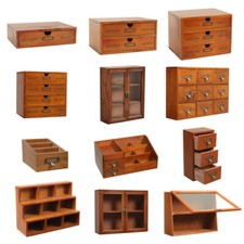 Wooden Desktop Storage Cabinet Jewellery Display Box Cosmetic Makeup Organiser