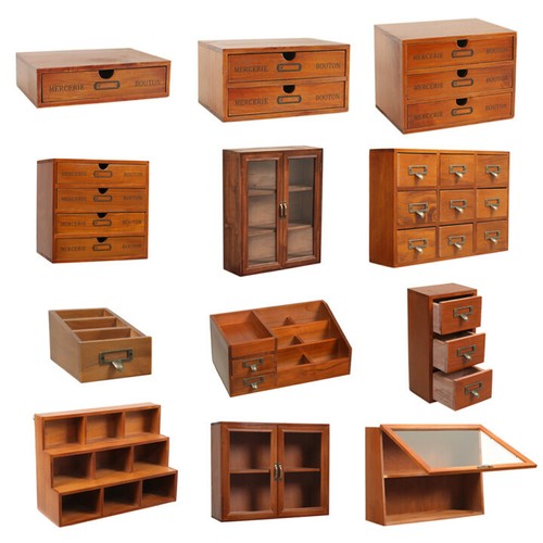 Wooden desktop storage cabinet - desktop,