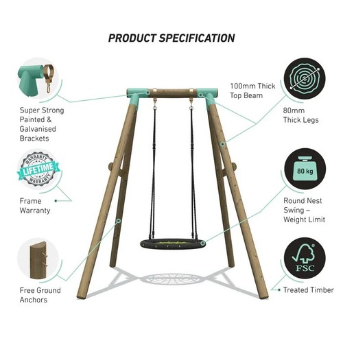 Wild kids wooden 65cm nest - go,