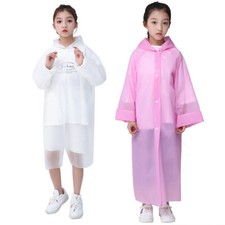 2PCS Children Waterproof Raincoat Hooded Rain Poncho Storm Break Jacket Coat UK