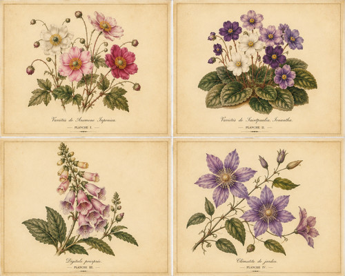 Pink purple botanical - 44.,