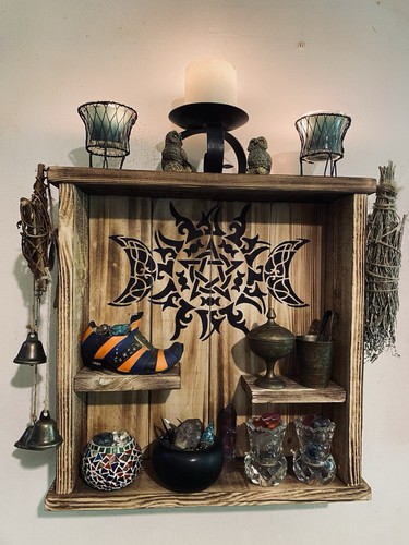 Rustic wooden wiccan altar - rustic,