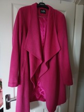 Hot Pink Wallis Waterfall Open Edge to Edge Wrap Coat 14 Excellent condition 