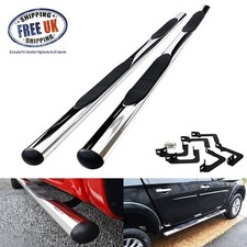 Polished Side Step Protection Bar Running Board For 05-15 Mitsubishi L200 Triton