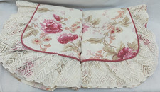 Vintage Lace Edged Pretty Floral Pillowcase x 2 Classic Country Cottage