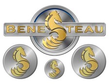 Beneteau Horse Sticker Set. Brushed Metal Background